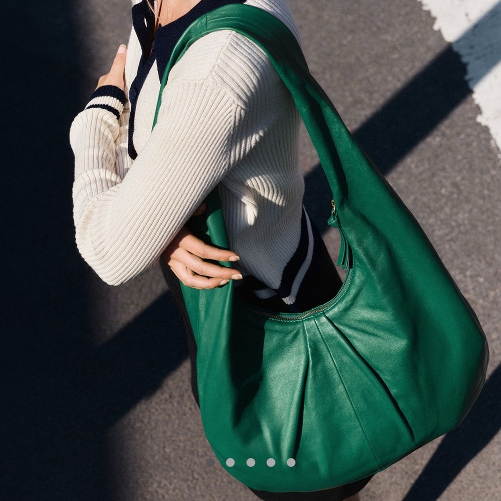 Anthropologie SOLD OUT Green Leather Tote Bag